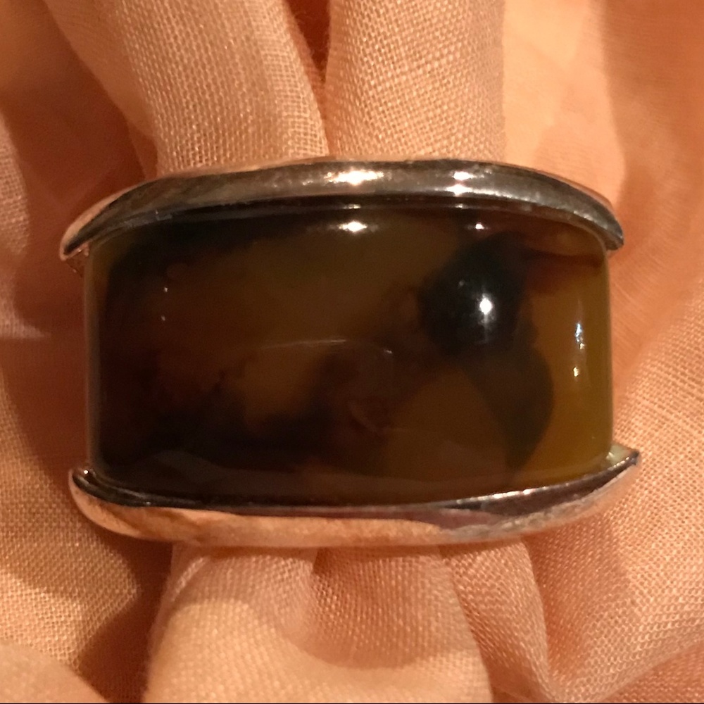 Elegant Silver and Brown Women's Ring